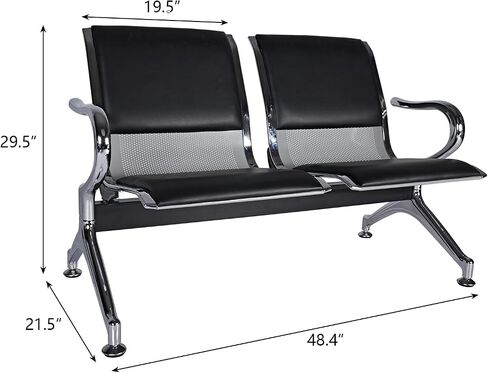 Kinfant 3-Seat Waiting Room Bench Set - PU Leather Office Chair Guest Reception Waiting Room Chair for Airport, Hospital, Bank, Salon, Barbershop, Black in Saudi Arabia