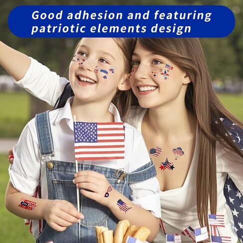 Meicoly 4th of July Glitter Frecleles ، USA Face Glitter Star Starers Tattoos المؤقتة ، الإكسسوارات الأزرق الأبيض الرابع من يوليو ، 8 Face Glitter Frecles +13 Tattoos المؤقتة in Kuwait