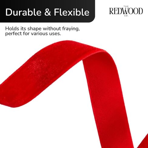حزمة 2 | 1 بوصة شريط مخملي أحمر | 20 ياردة | شريط زخرفي أنيق لحفلات الزفاف ، عيد الميلاد ، عيد الحب ، الحرف ، غلاف الهدايا والمزيد | الشريط الوردي الفاخر للمناسبات الخاصة in Kuwait