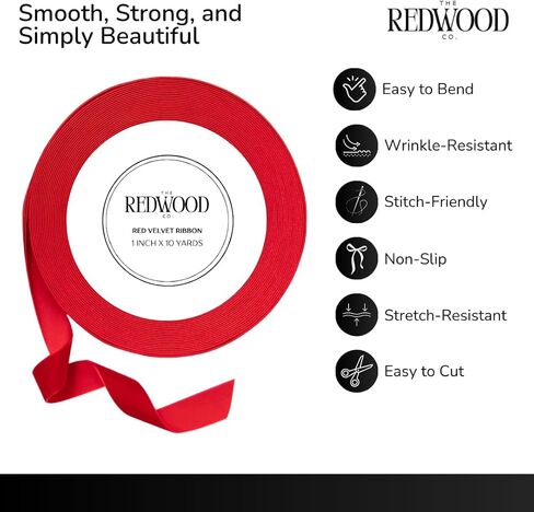 حزمة 2 | 1 بوصة شريط مخملي أحمر | 20 ياردة | شريط زخرفي أنيق لحفلات الزفاف ، عيد الميلاد ، عيد الحب ، الحرف ، غلاف الهدايا والمزيد | الشريط الوردي الفاخر للمناسبات الخاصة in Kuwait