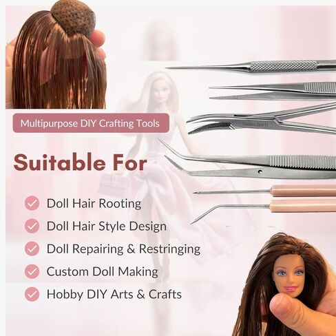 A2Z 6 Pcs Rerooting Tool for Doll Hair Rooting Reroot Rehair Needles Stainless Steel Doll Making Kit Reborn Hair Rooting Tool Doll Rooting Tool Doll Making Supplies for DIY Doll Hair Root Making Tools in Saudi Arabia