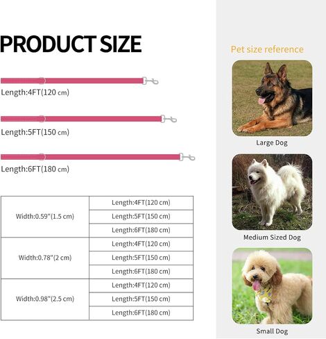 AUDWUD Soft Padded Handle Dog Leash,Relieve Hand Pressure;Portable,Strong,High Tensile Strength,Suitable for Small and Medium Sized Dog Walking Leash in Kuwait