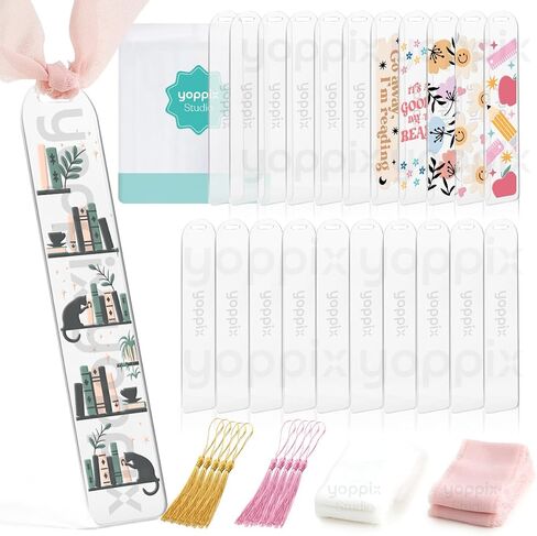 30 Pieces Acrylic Bookmark Blank (1mm)- Clear Acrylic Bookmarks with 20 Pcs Ribbon and 10 Pcs Tassels for Reading Lovers DIY Crafts Gifts, Gifts for Book Lovers, Graduation Back to School Gifts in Saudi Arabia