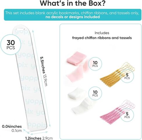 30 Pieces Acrylic Bookmark Blank (1mm)- Clear Acrylic Bookmarks with 20 Pcs Ribbon and 10 Pcs Tassels for Reading Lovers DIY Crafts Gifts, Gifts for Book Lovers, Graduation Back to School Gifts in Saudi Arabia