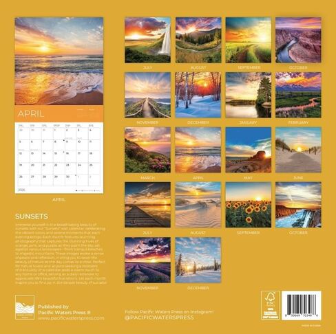 July 2025- December 2026 Sunsets Wall Calendar 18 Month | 12" x 24" Open | Giftable Scenic Calendar 2026 | Thick & Sturdy Paper for Organizing & Planning | Pacific Waters Press (Sunsets) in Saudi Arabia