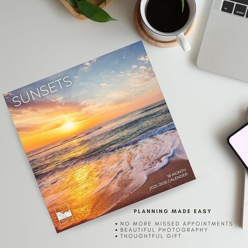 July 2025- December 2026 Sunsets Wall Calendar 18 Month | 12" x 24" Open | Giftable Scenic Calendar 2026 | Thick & Sturdy Paper for Organizing & Planning | Pacific Waters Press (Sunsets) in Saudi Arabia