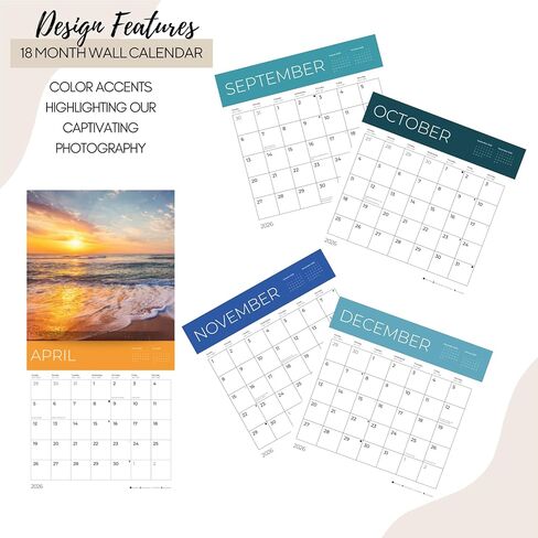 July 2025- December 2026 Sunsets Wall Calendar 18 Month | 12" x 24" Open | Giftable Scenic Calendar 2026 | Thick & Sturdy Paper for Organizing & Planning | Pacific Waters Press (Sunsets) in Saudi Arabia