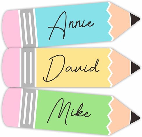 Self-Adhesive Student Name Tags -Colorful Pencils Shapes Name Plate Stickers for Teens -45 Pcs Multipurpose Name Label Favors Decorations & Supplies for Classroom Desks Bulletin Boards School -A05 in Kuwait