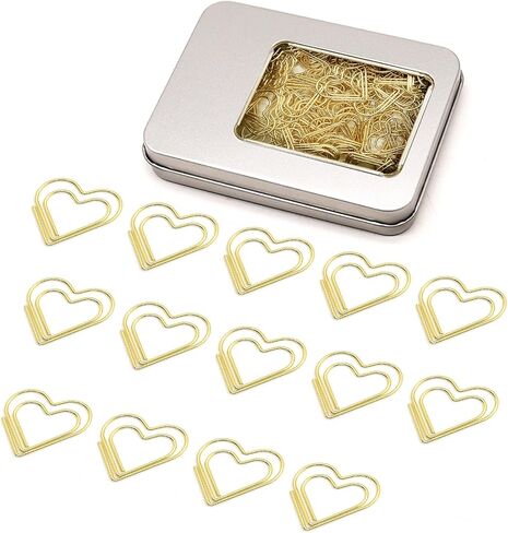 100 Pcs Gold Heart Paper Clips, Heart Lovers Gift for Women in Saudi Arabia