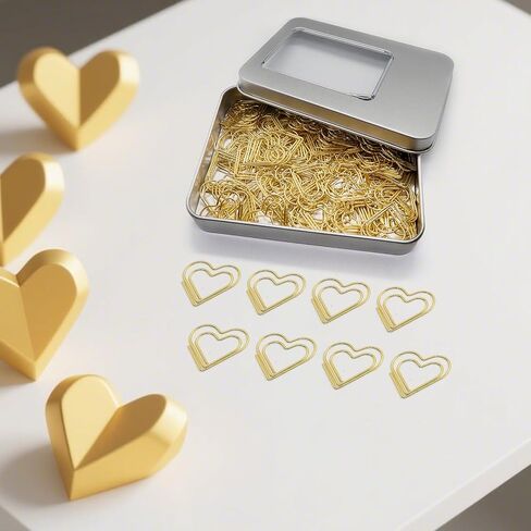 100 Pcs Gold Heart Paper Clips, Heart Lovers Gift for Women in Saudi Arabia