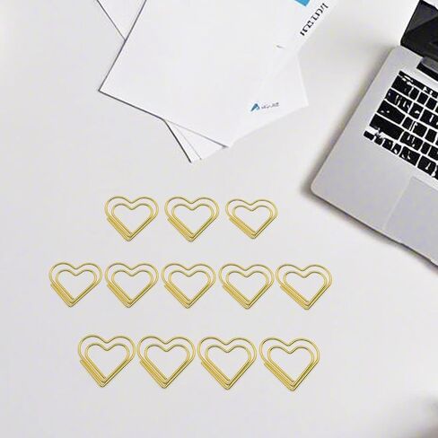 100 Pcs Gold Heart Paper Clips, Heart Lovers Gift for Women in Saudi Arabia