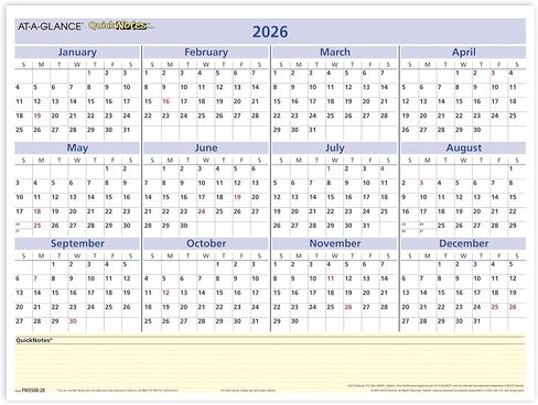 AT-A-GLANCE 2025 تقويم محو ، مخطط الجدار المسح الجاف ، 16 "× 12" ، متوسطة ، قابلة للعكس ، Quicknotes (PM550B2825) in Saudi Arabia