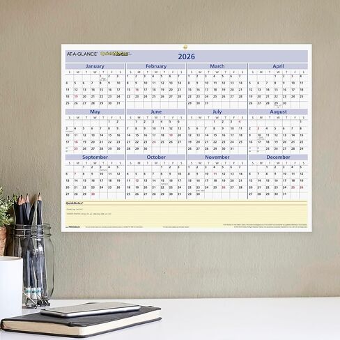 AT-A-GLANCE 2025 تقويم محو ، مخطط الجدار المسح الجاف ، 16 "× 12" ، متوسطة ، قابلة للعكس ، Quicknotes (PM550B2825) in Saudi Arabia