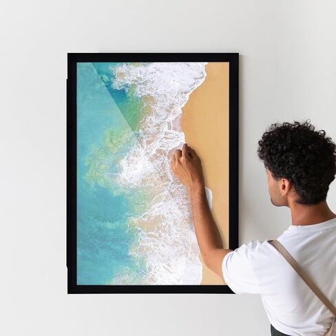 لوحة أسود مخفية ، لوح أبيض مغلق مع إطار خشبي ، إطار ملصق 20 × 30 بوصة ولوحة بيضاء وظيفية للمكتب ، المنزل (لم يتم تضمين الملصق) in Kuwait