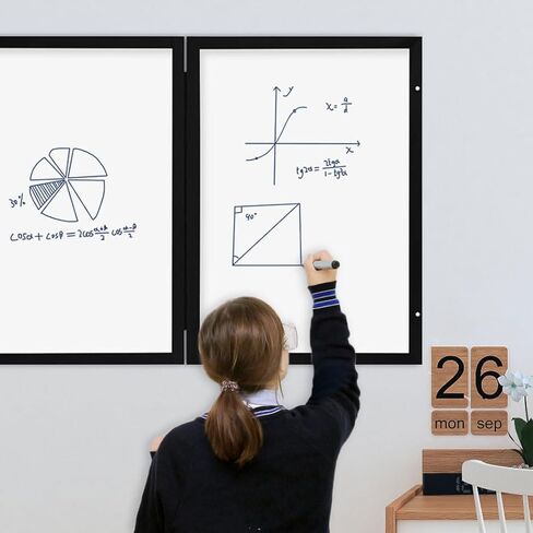 لوحة أسود مخفية ، لوح أبيض مغلق مع إطار خشبي ، إطار ملصق 20 × 30 بوصة ولوحة بيضاء وظيفية للمكتب ، المنزل (لم يتم تضمين الملصق) in Kuwait