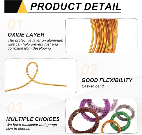 Meccanixity 9 Gauge 3mm الألمنيوم سلك ، 80 قدمًا سلكًا للمسلح المعدني القابل للانحناء للمجوهرات التي تصنع الديك in Kuwait