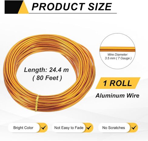 Meccanixity 9 Gauge 3mm الألمنيوم سلك ، 80 قدمًا سلكًا للمسلح المعدني القابل للانحناء للمجوهرات التي تصنع الديك in Kuwait