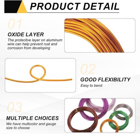 Meccanixity 9 Gauge 3mm الألمنيوم سلك ، 80 قدمًا سلكًا للمسلح المعدني القابل للانحناء للمجوهرات التي تصنع الديك in Kuwait