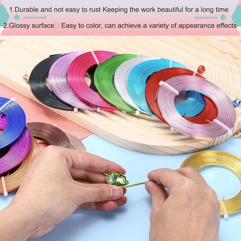 MECCANIXITY Aluminum Flat Wire, 3mm 18 Gauge Bendable Nose Wire Soft Craft Jewelry Wire for Jewelry Making Handmade Crafts DIY Bezel Sculpting, 2 Roll, Light Pink in Saudi Arabia