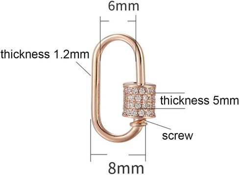 925 Sterling Silver Micro Pave Cubic Zirconia Oval Screw Carabiner Lock Charms Clasps Snap Clips Hook Clasp Findings for DIY Bracelet Necklace Jewelry Making(Platina Color) in Kuwait
