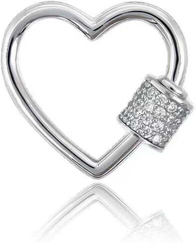 925 Sterling Silver Micro Pave Cubic Zirconia Oval Screw Carabiner Lock Charms Clasps Snap Clips Hook Clasp Findings for DIY Bracelet Necklace Jewelry Making(Platina Color) in Kuwait