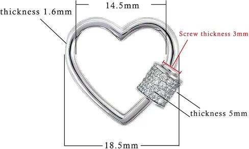 925 Sterling Silver Micro Pave Cubic Zirconia Oval Screw Carabiner Lock Charms Clasps Snap Clips Hook Clasp Findings for DIY Bracelet Necklace Jewelry Making(Platina Color) in Kuwait