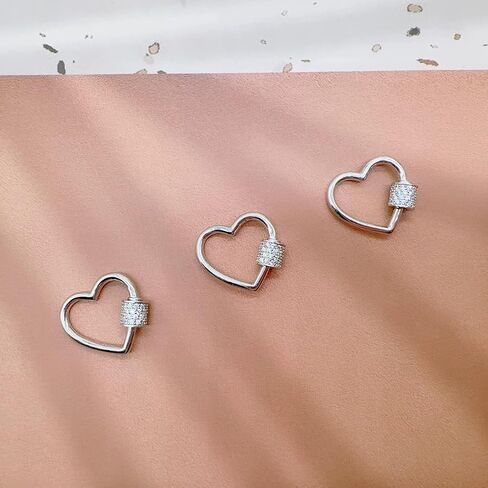925 Sterling Silver Micro Pave Cubic Zirconia Oval Screw Carabiner Lock Charms Clasps Snap Clips Hook Clasp Findings for DIY Bracelet Necklace Jewelry Making(Platina Color) in Kuwait