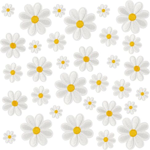 32pcs 4 أحجام الحديد زهرة daisy على بقع لطيف ديزي الأزهار التطريز تصحيح لقطعة القبعات جينز جينز (متعدد الألوان) in Kuwait