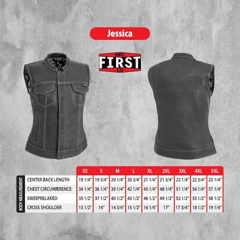 First Mfg Co - Jessica - Women's Motorcycle Biker Riding Black Pink Leather Vest - Extra Large - Conceal Carry Pockets Contrast Stitching in Saudi Arabia