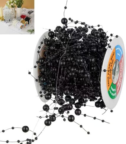 13Feet Pearl String Spool Roll for Floating Candles Faux Pearls Strands Garland for Vase Filler Wedding Centerpiece Christmas Table Decor (White) in Kuwait