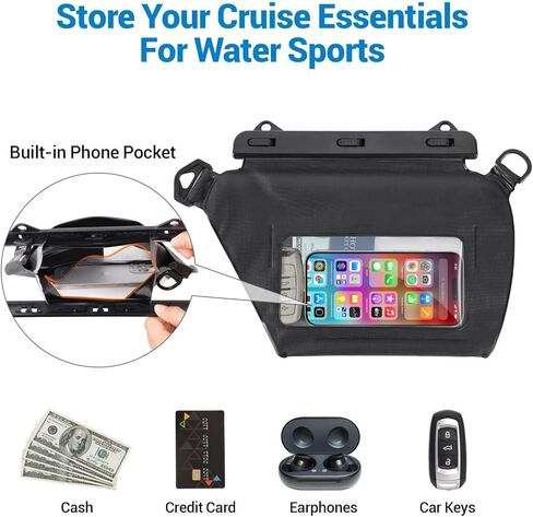 حقيبة جافة مقاومة للماء باللون F - حقيبة علوية قابلة للطي مقاومة للماء تحافظ على جفاف المعدات للتجديف بالكاياك والشاطئ والتخييم وصيد الأسماك وحقيبة جافة خفيفة الوزن مع حافظة هاتف مقاومة للماء، 5L/10L/20L/30L/40L in Kuwait