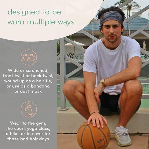 Head-Band for Men and Women - Durable, Plant-Based Hair Accessory - Versatile Sports Sweatband - Elastic Thick Sweat Band for Women & Men - Great for Running, Yoga, Exercise, etc in Saudi Arabia