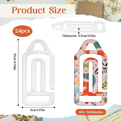24pcs Acrylic Paper Clips Pencil Shape DIY Sublimation Blanks Clear Jumbo Paper Clips for School, Classroom,Home,Customizable Gift,Craft,Teacher Supplies in Saudi Arabia