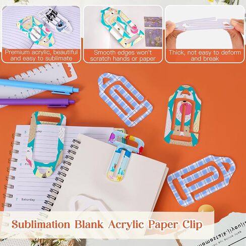 24pcs Acrylic Paper Clips Pencil Shape DIY Sublimation Blanks Clear Jumbo Paper Clips for School, Classroom,Home,Customizable Gift,Craft,Teacher Supplies in Saudi Arabia