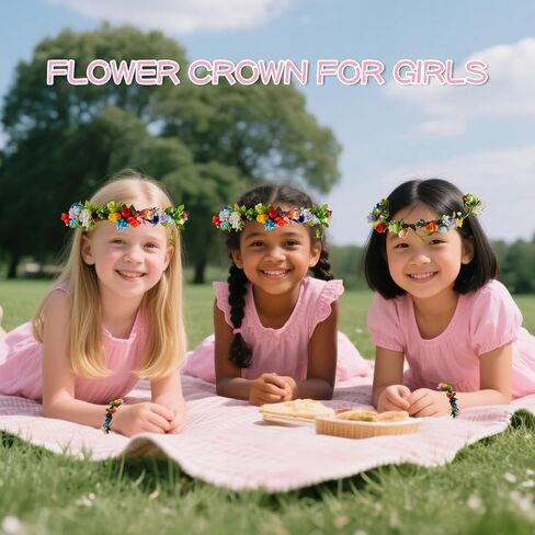 Timlotti Flower Crowns Kit for Girls DIY Fairy Crown Crafts 30 Sets Flower Headband Making Kit with Berries and Ribbons Making Your own Garland Wreath Gift for Girls Teens Women (Blooming Rose) in Saudi Arabia