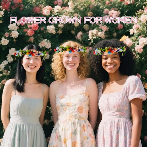 Timlotti Flower Crowns Kit for Girls DIY Fairy Crown Crafts 30 Sets Flower Headband Making Kit with Berries and Ribbons Making Your own Garland Wreath Gift for Girls Teens Women (Blooming Rose) in Saudi Arabia