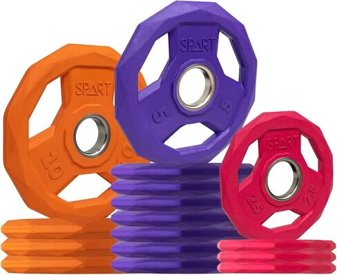 لوحة وزن مرمزة بالألوان، لوحة قبضة أوليمبية مطلية بالمطاط مقاس 5.08 سم للحديد، ألواح وزن من الحديد الزهر الصلب لتدريب القوة، رفع الأثقال، كروس فيت، صالة الألعاب الرياضية المنزلية، 2.5 رطل/5 رطل/10 رطل/25 رطل/35 رطل/45 رطل، زوج in Kuwait