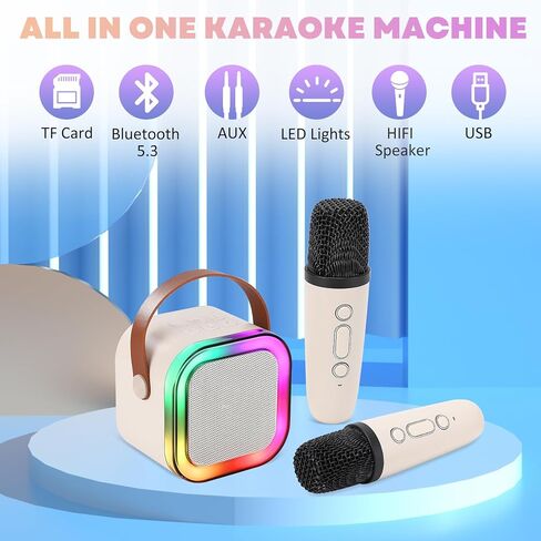 Karaoke Speaker with Microphone, Portable Bluetooth Kids Karaoke Machine with LED Lights,Mini Wireless Karaoke Microphone for Home Parties and Karaoke Machine for Kids Birthday Gifts Toys .(Pink) in Saudi Arabia