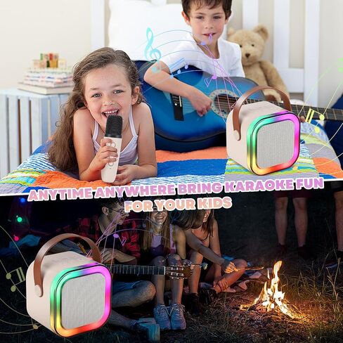 Karaoke Speaker with Microphone, Portable Bluetooth Kids Karaoke Machine with LED Lights,Mini Wireless Karaoke Microphone for Home Parties and Karaoke Machine for Kids Birthday Gifts Toys .(Pink) in Saudi Arabia