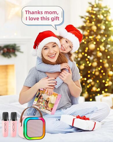 Karaoke Speaker with Microphone, Portable Bluetooth Kids Karaoke Machine with LED Lights,Mini Wireless Karaoke Microphone for Home Parties and Karaoke Machine for Kids Birthday Gifts Toys .(Pink) in Saudi Arabia