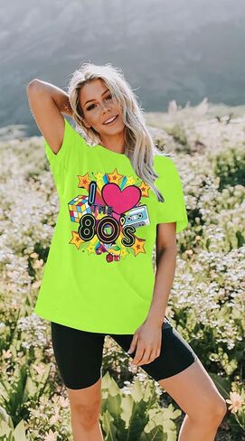 ASTANFY 80s Shirts for Women I Love The 80's T-Shirt 80s Outfit Hip Hop Party Tee T-Shirt Rock Star Back 1980s Themed Gift in Kuwait