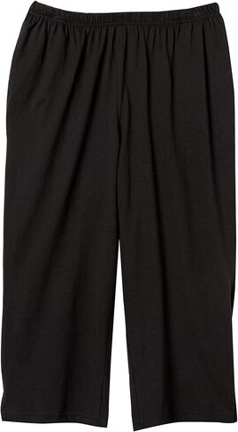 AmeriMark Women’s Capri Pants - Full Elastic Waist Pedal Pushers - Ladies 100% Cotton Pull-On Cropped Pants - Side Pockets Navy XL in Saudi Arabia