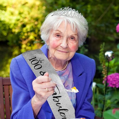 100th Birthday Sash and Tiara, Gold 100th Birthday Decorations for Women in Saudi Arabia