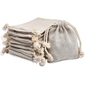 calary 100pcs Double Canvas Drawstring Bag Cotton Pouch Gift Sachet Bag Muslin Reusable Tea Bag 2.75x4 Inch
