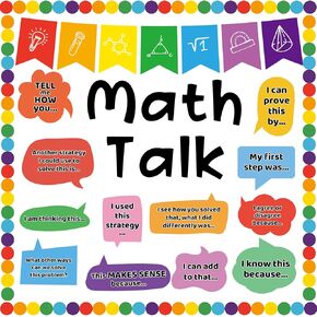 43 Pcs Math Talk Bulletin Board Set for Math Classroom Decorations Educational Math Paper Cutouts Math Talk Bulletin Board Decorations for Elementary Middle School Wall Decor Supplies