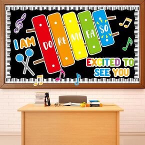 Music Bulletin Board Classroom Decorations Music Note Cutouts Scale Themed Bulletin Board Set for Teacher Supplies Students Back to School Nursery Chalkboard Wall Door Decorations