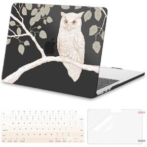 Moseso متوافق مع MacBook Air Case 13 Inch Case 2025 2024 2023 2022 M4 A3240 M3 A3113 M2 A2681 Touch ID ، قشرة صلبة بلاستيكية وموظفة شاشة MacBook Air 13.6 بوصة ، بومة وشجرة