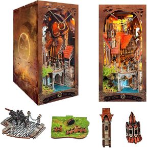 DIY Book Nook Kit, 3D Wooden Puzzle Miniature House Kit for Book Nook Shelf Insert Decoration, Magic Book House Stand Bookend Dollhouse for Adults - The Lord The Ring (SQ-05)