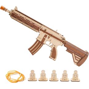 3D Wooden Puzzle for Adults: M416D Rubber Band Gun Model Kit to Build – 211pcs Assembled DIY Shooting Toy Gun Rifle for Teens–Cool Mechanical Wood Puzzle Crafts Gift for Puzzel Lovers