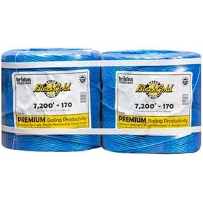 Bridon Black Gold Blue Hay Baling Twine, 170 Pound Knot Strength and 7,200 Foot Length, 2 3,600 Foot Spools, Crop Baling, Christmas Tree wrap